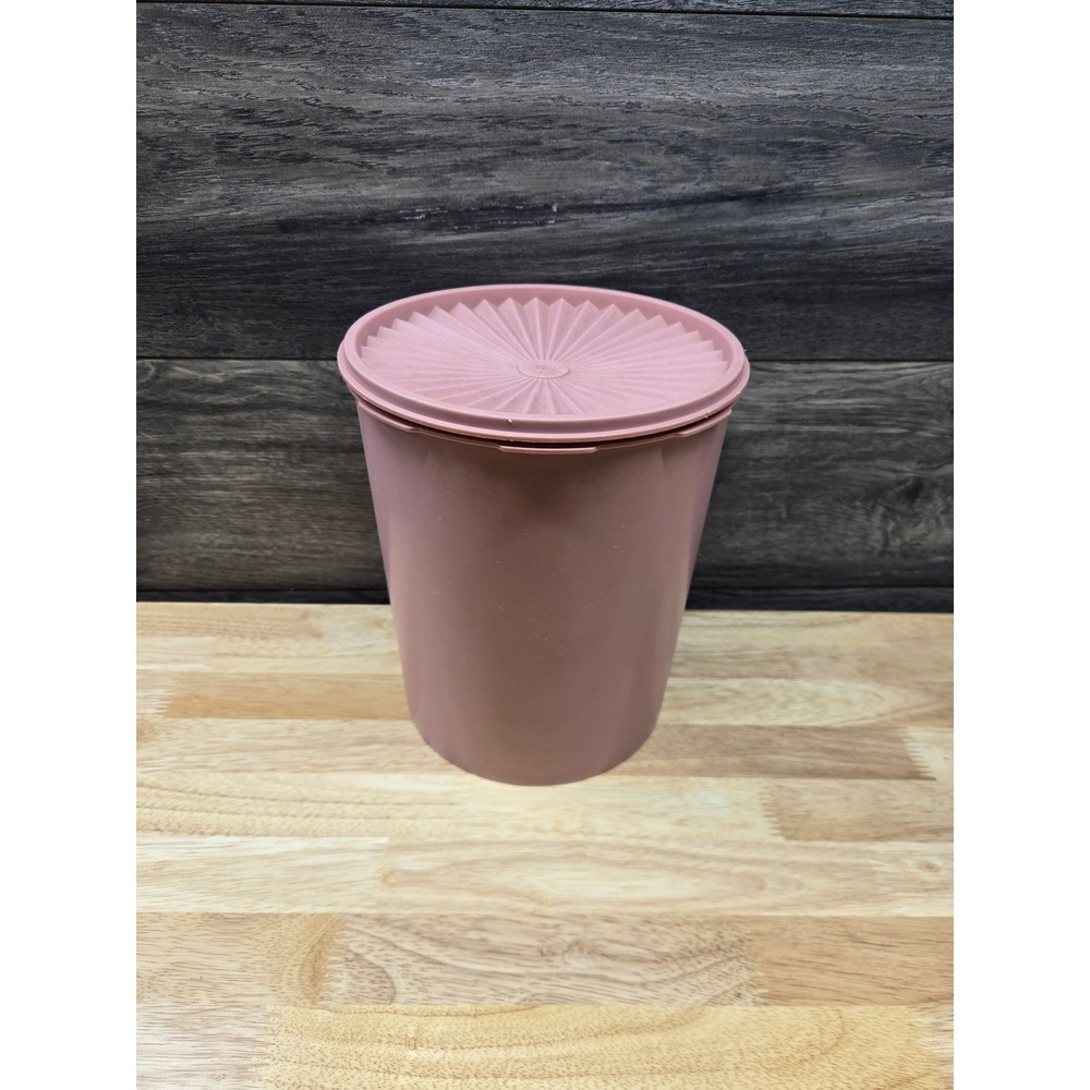 Vintage Tupperware Pink Servalier Canister 1339-3 Sunburst Lid Retro Storage